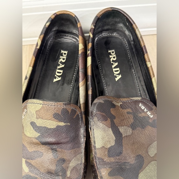 Prada Brown and Green Camouflage Loafers - Picture 2 of 6